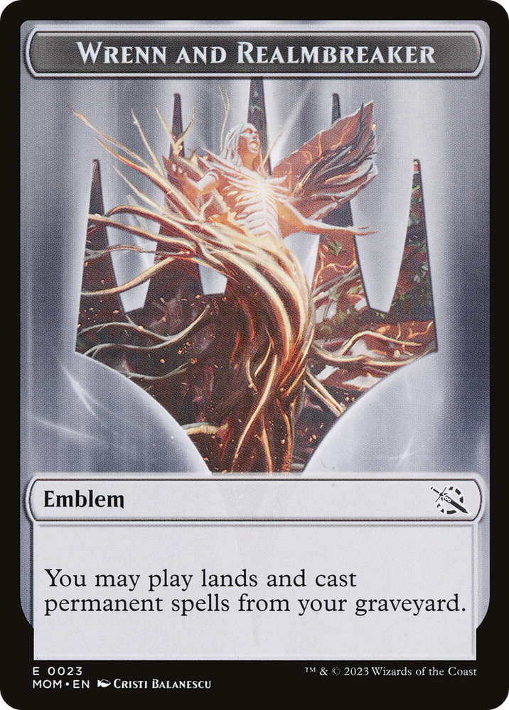Wrenn and Realmbreaker Emblem (TMOM-023) [March of the Machine Tokens] Foil