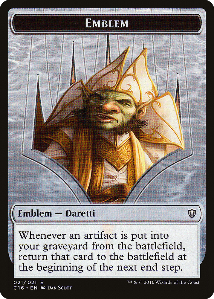 Emblem - Daretti, Scrap Savant // Thopter Double-Sided Token (C16-21 // 9) [Commander 2016 Tokens]