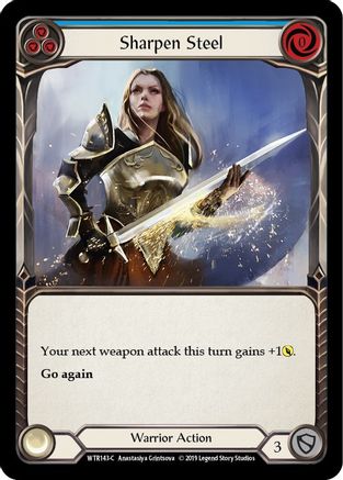 Sharpen Steel (Blue) (WTR143) - Welcome to Rathe 1st Edition Rainbow Foil