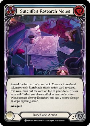 Sutcliffe's Research Notes (Blue) (CRU156) - Crucible of War 1st Edition Rainbow Foil