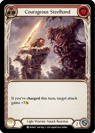 Courageous Steelhand (Red) (MON057) - Monarch Unlimited Edition Rainbow Foil