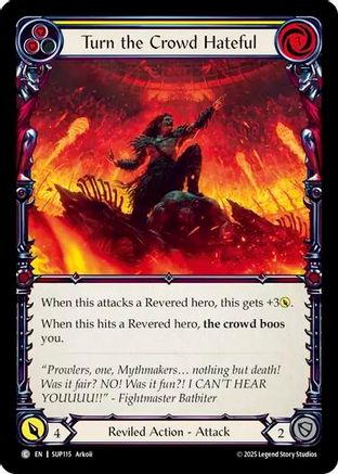 Turn the Crowd Hateful (Yellow) (SUP115) - Super Slam Rainbow Foil