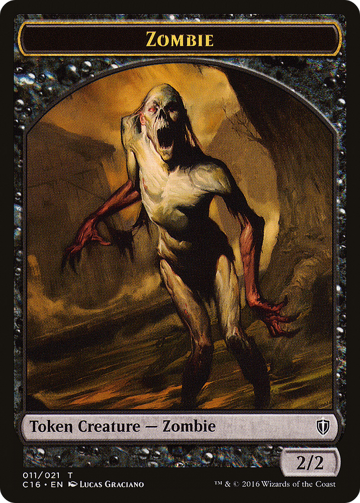Zombie // Worm Double-Sided Token (C16-11 // 18) [Commander 2016 Tokens]
