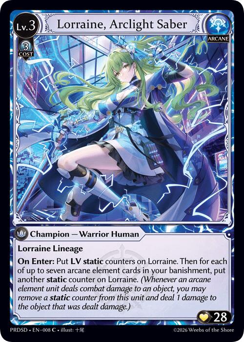 Lorraine, Arclight Saber (8) [.asphodel/paradise Starter Decks]