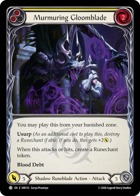 Murmuring Gloomblade (Yellow) [IAR133] (Usurp the Shadow Throne)  Rainbow Foil