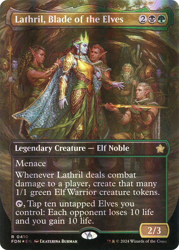 Lathril, Blade of the Elves (Borderless) (Mana Foil) [Foundations]