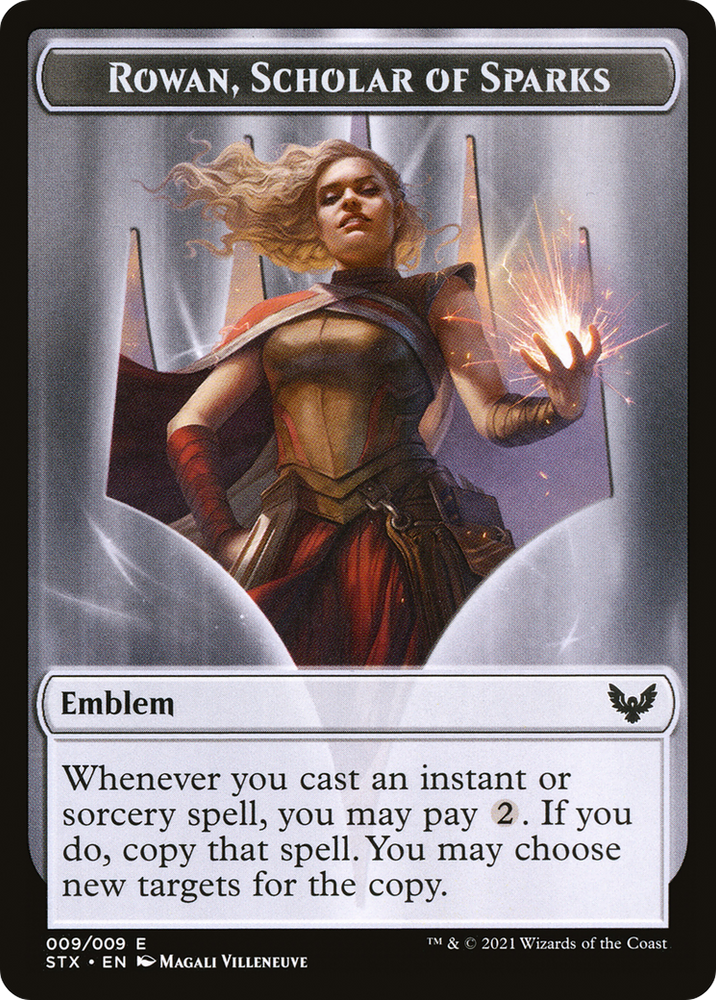 Rowan, Scholar of Sparks Emblem (TSTX-009) [Strixhaven: School of Mages Tokens] Foil